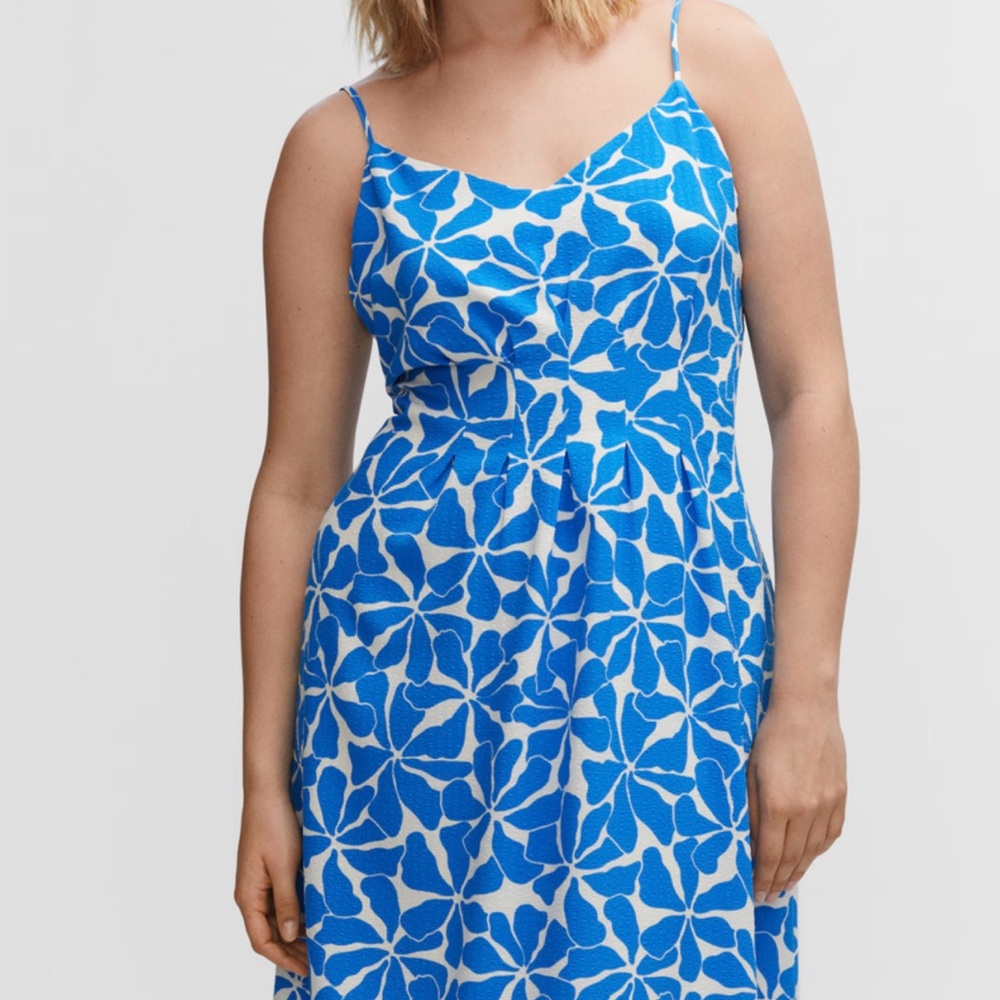 Mango Blue and White Spaghetti Strap Sundress
